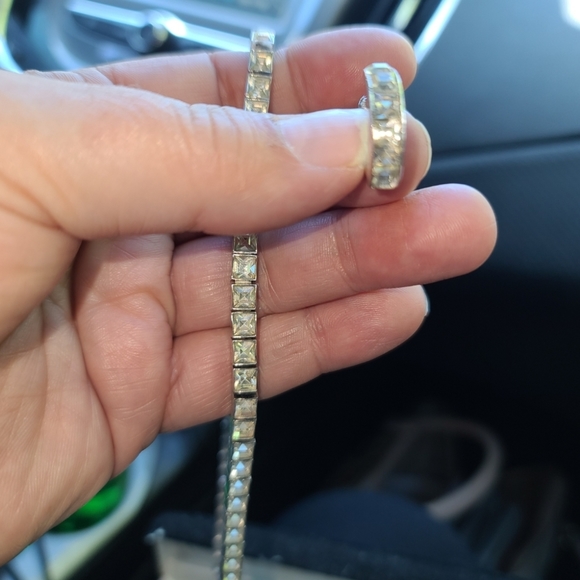 Vintage Dorsons Art Deco Sterling silver and crystal choker & Earings set. - Picture 12 of 15